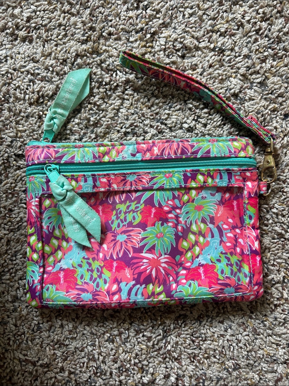 Simply Southern Floral Wristlet Clutch - Pink, Teal & Green